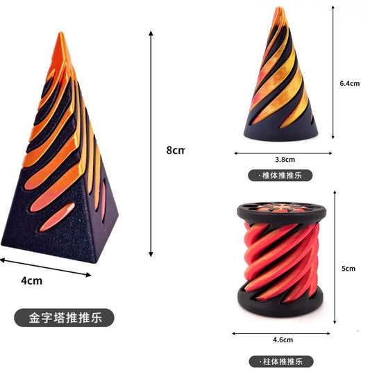 Impossible Pyramid Passthrough Sculpture 3D Printed Helix Screw Fidget Toy Spiral Cone Decompression Decorative Ornaments